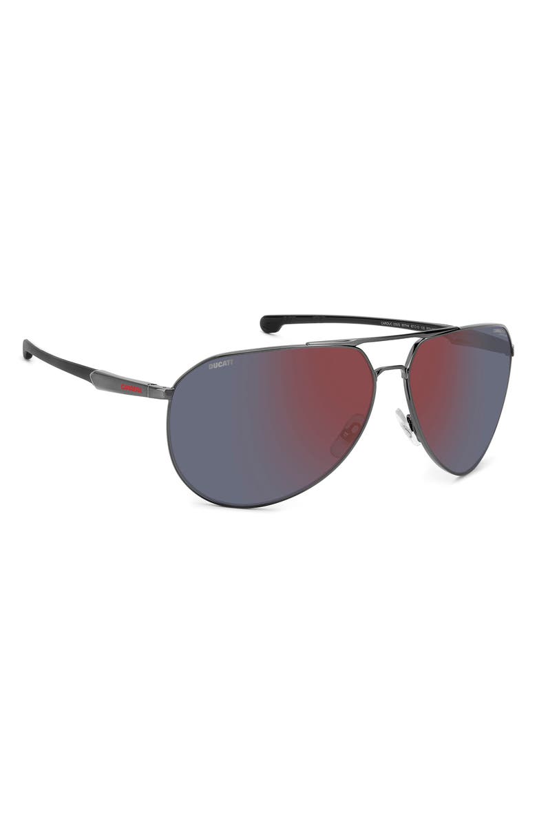 Carrera Eyewear x Ducati Carduc 67mm Oversize Aviator Sunglasses, Alternate, color, Black/ Red Mirror Polar