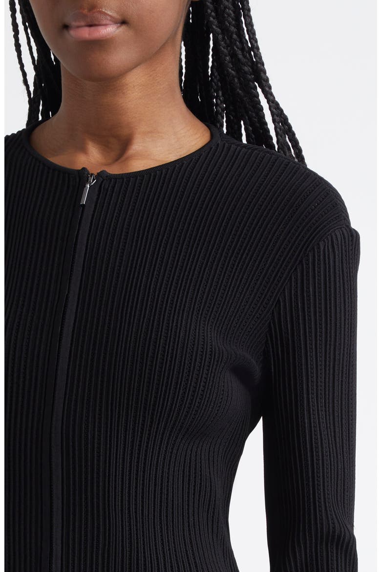 Ottoman Rib Zip-Up Jacket, Alternate, color, BLACK