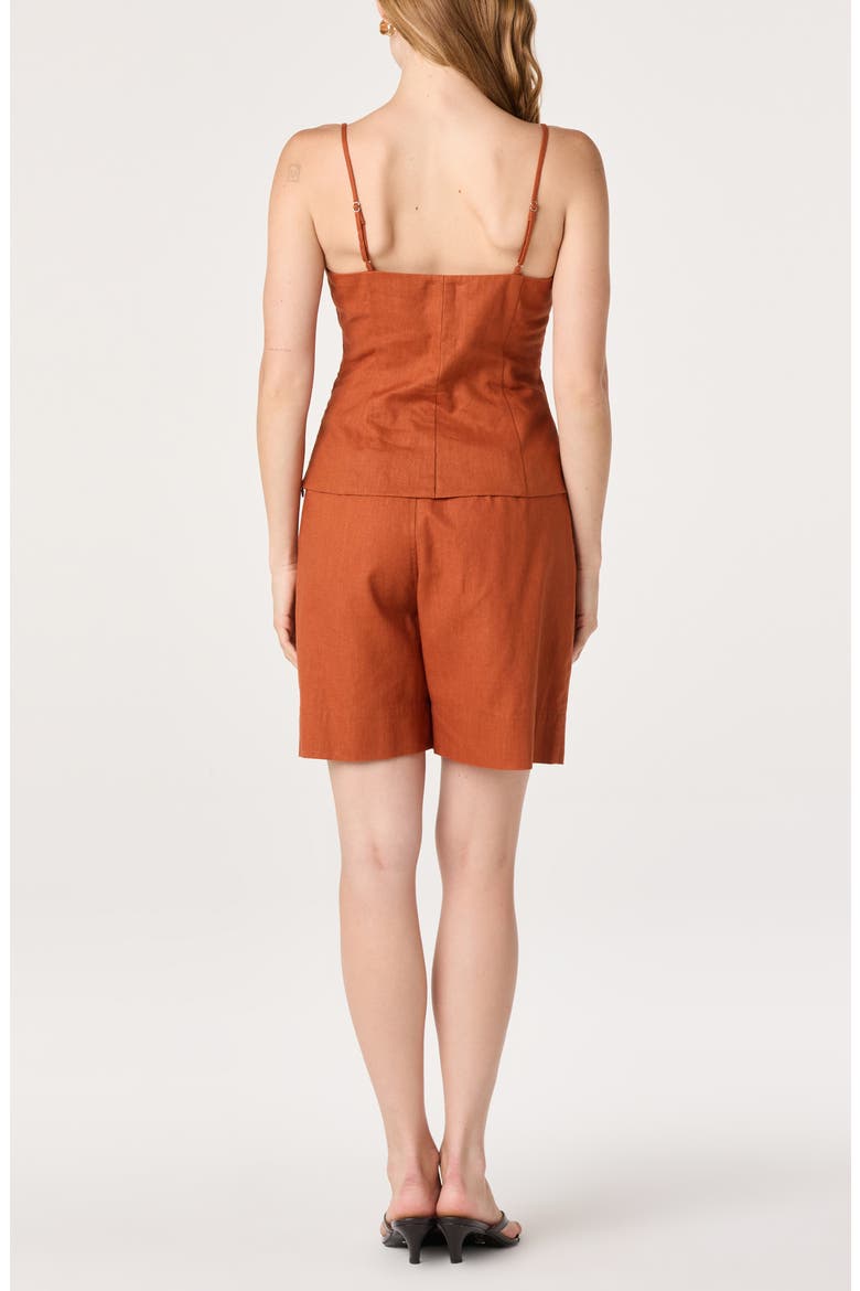 Koda Pleated Linen Blend Shorts, Alternate, color, RUST