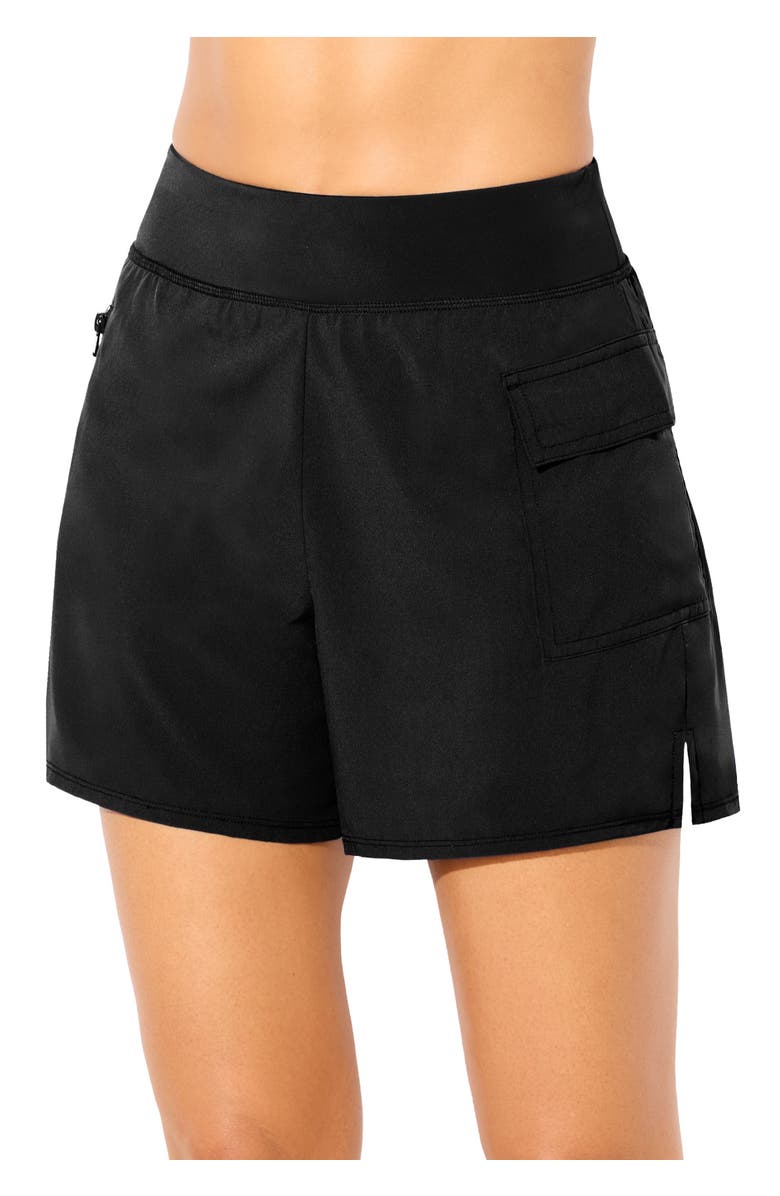 Swimsuits for All Lightweight Quick-Dry Cargo Swim Short, Main, color, Black