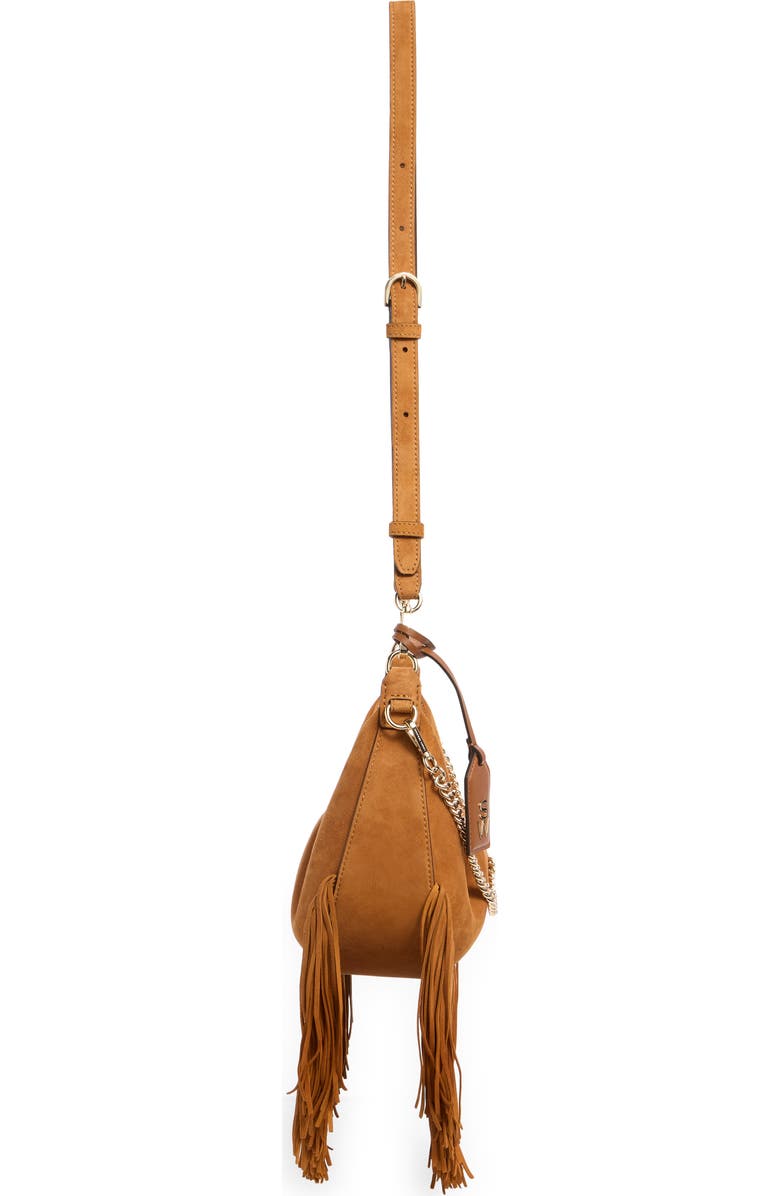 Stuart Weitzman Crescent Fringe Crossbody Bag, Alternate, color, Camel