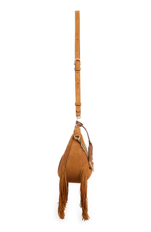 Stuart Weitzman Crescent Fringe Crossbody Bag In Brown