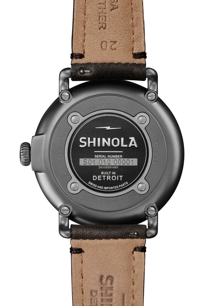 Runwell Leather Strap Watch, 41mm, Alternate, color, BROWN OAK LEAF CAMO