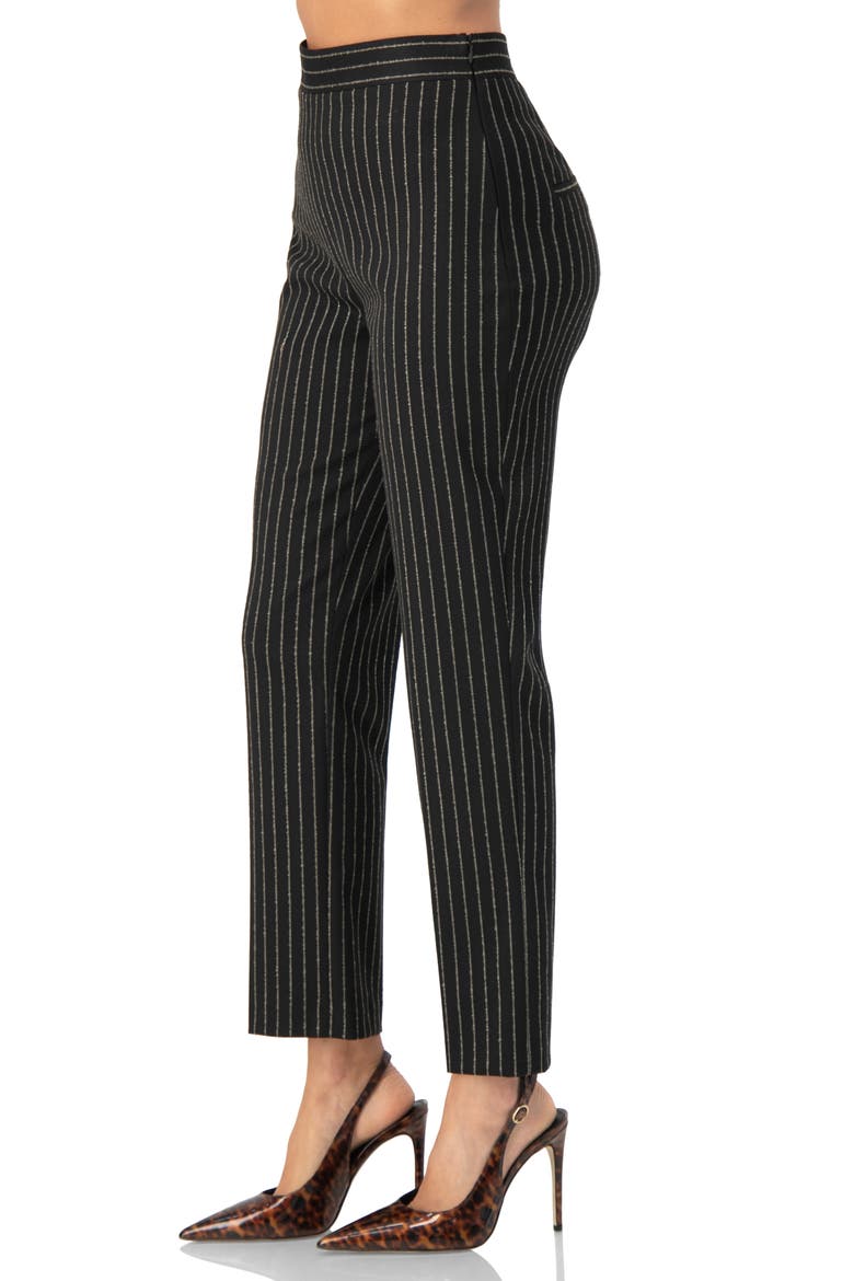 Straight-Leg Striped Trousers, Alternate, color, Black