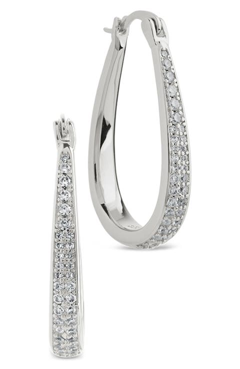 Cheryl Pavé Cubic Zirconia Teardrop Hoop Earrings