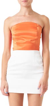 Endless Rose Strapless Satin Crop Top