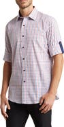 Lorenzo Uomo Check Print Trim Fit Long Sleeve Cotton Button-Up Shirt