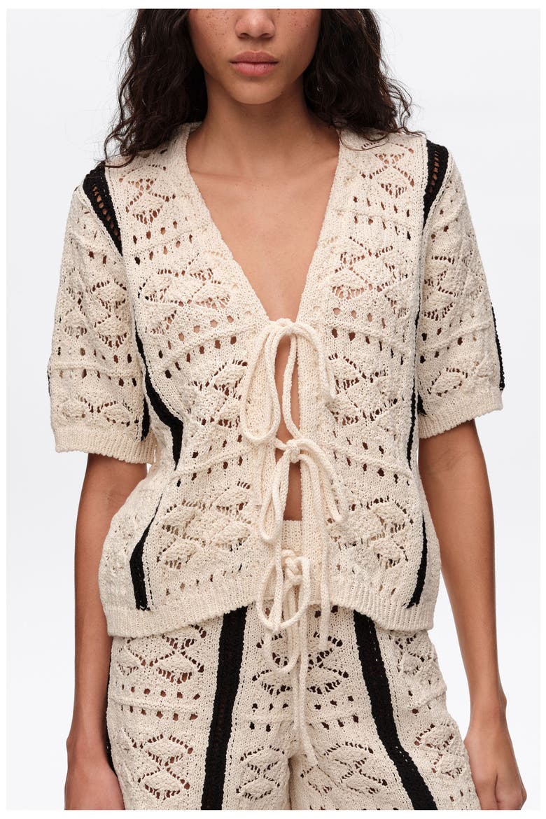 Two-Tone Knit Cardigan, Alternate, color, IVORY
