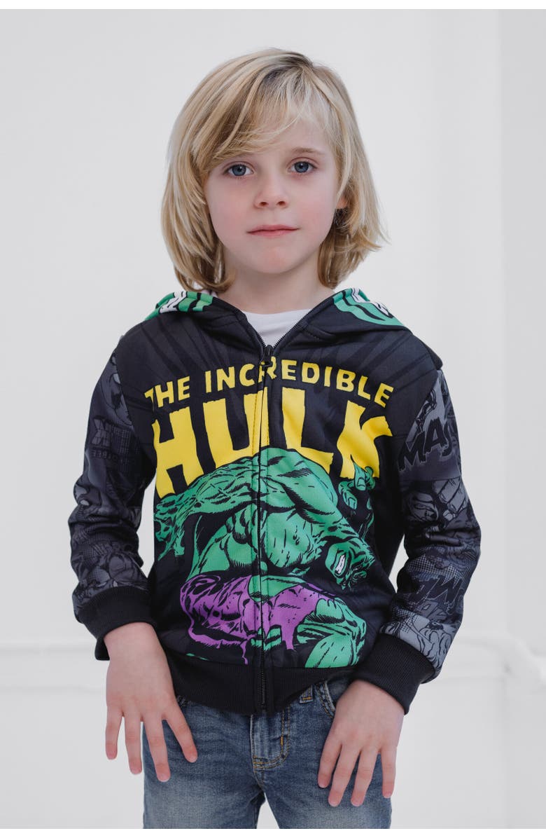 Marvel Cosplay Zip-Up Hoodie, Alternate, color, The Hulk Black Black