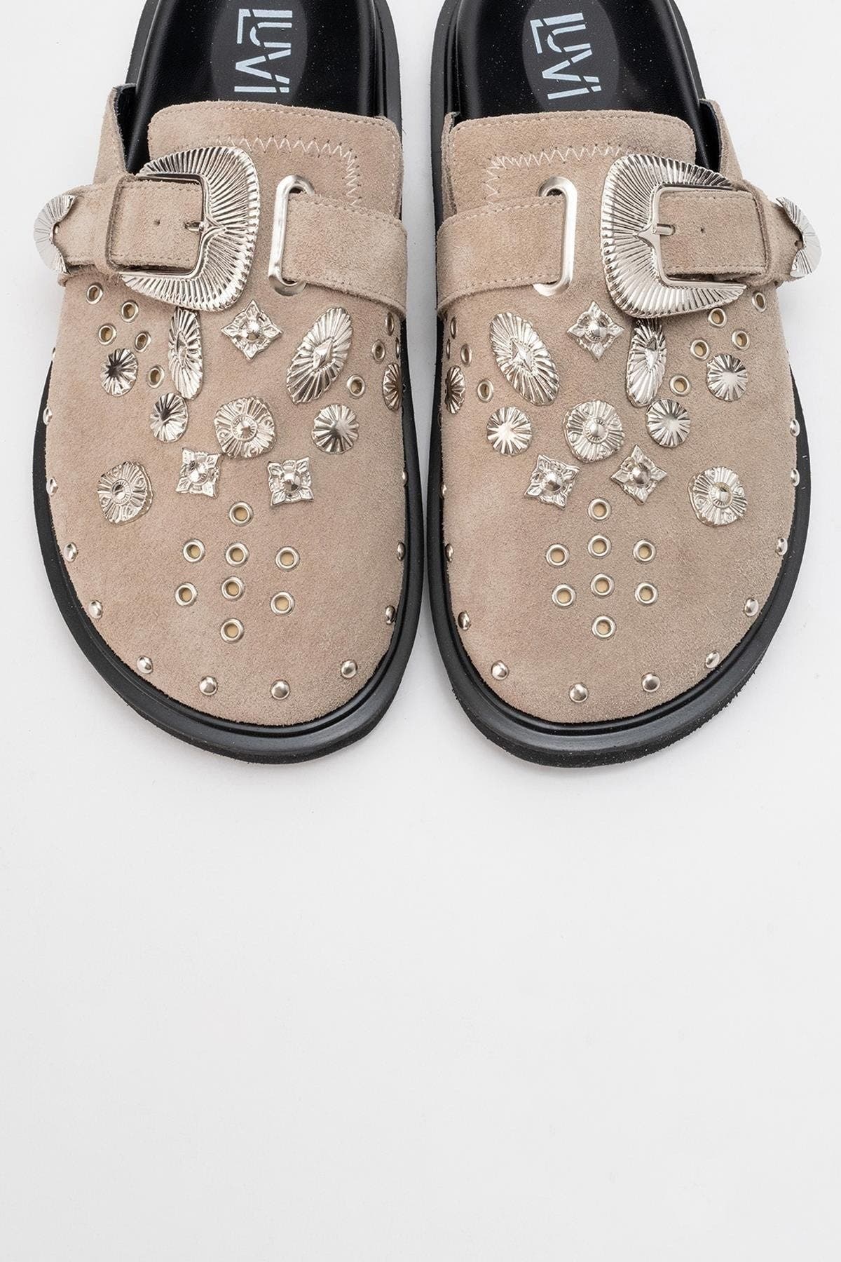 Maril Leather Buckle Sandal, Alternate, color, Beige Leather