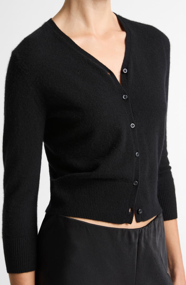 Vince Elbow Sleeve V-Neck Cashmere & Silk Cardigan, Alternate, color, Black