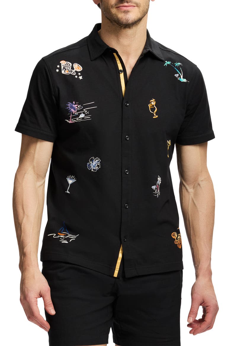 Boat Day Short Sleeve Shirt, Main, color, BLACK