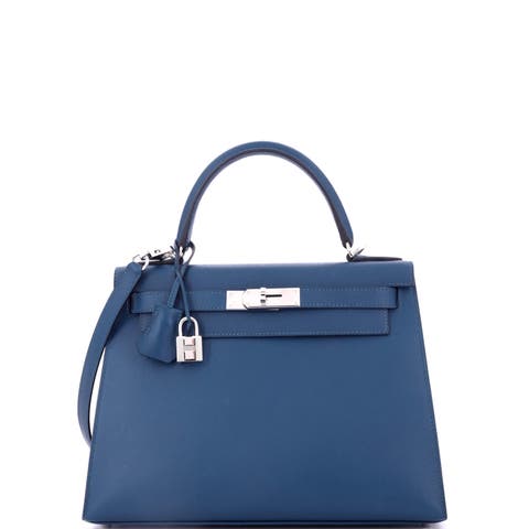 Kelly Handbag Blue Madame with Palladium Hardware 28