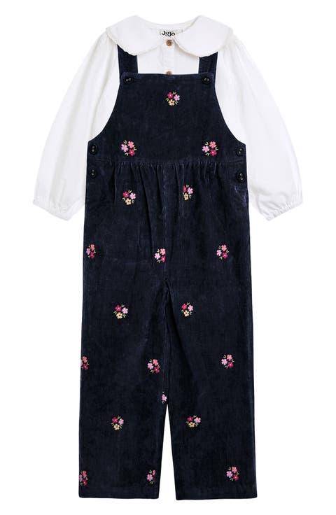Kids' Embroidered Corduroy Overalls & Shirt Set (Toddler & Little Kid)