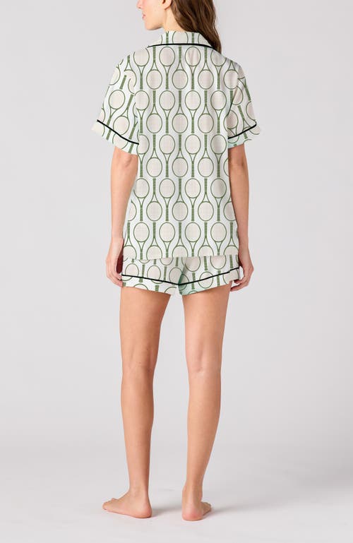 Katie Kime Tennis Time Pajama Shorts Set In Green