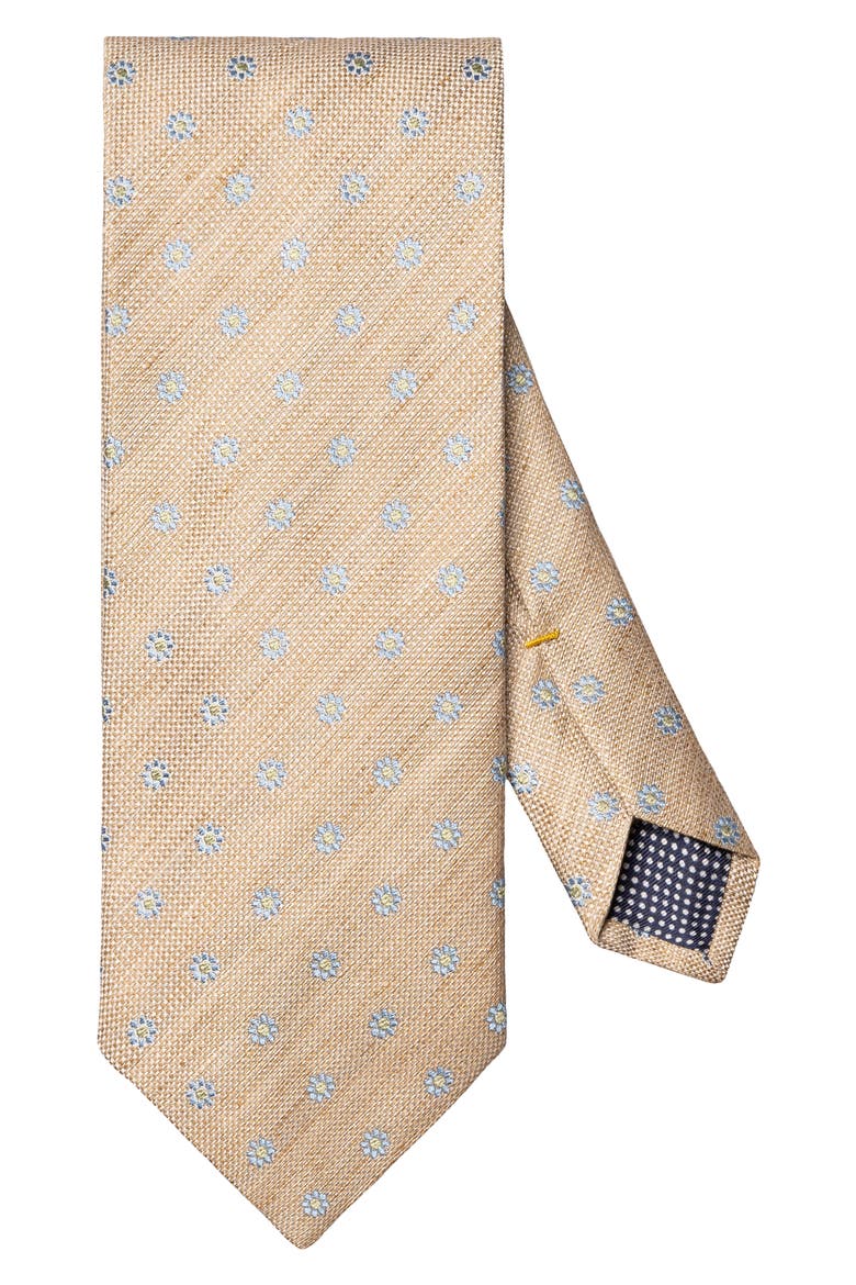 Beige Floral Linen & Silk Tie, Main, color, LIGHT BEIGE