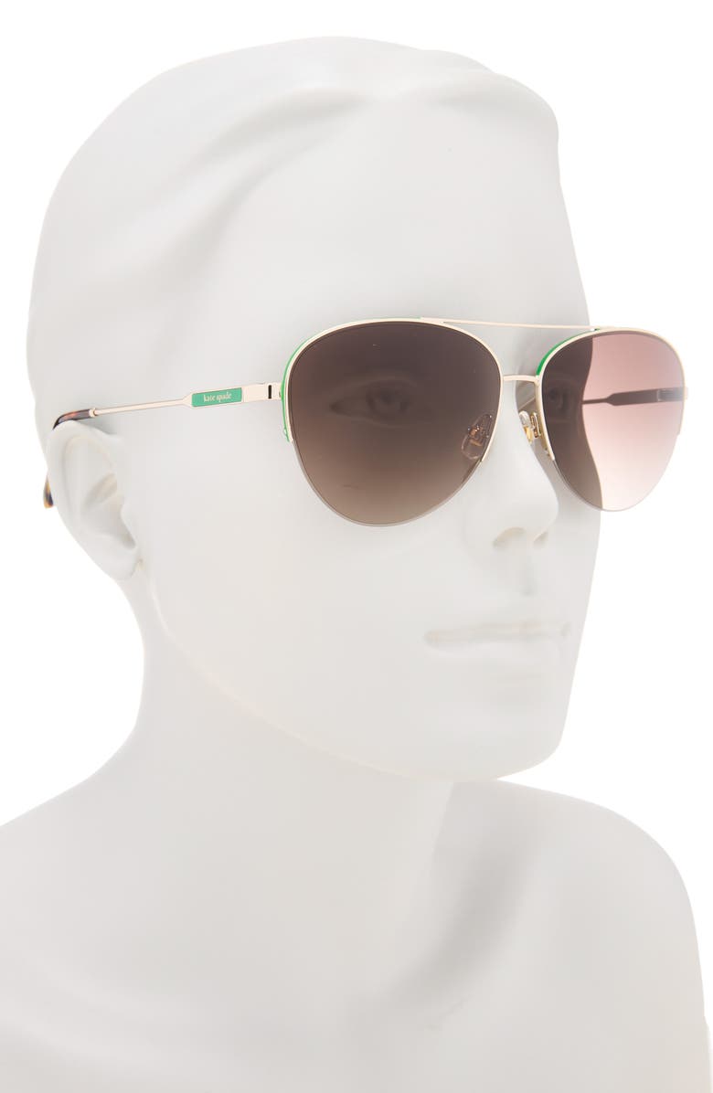 Kate Spade New York Janece 58mm Aviator Sunglasses, Alternate, color, Gold Green
