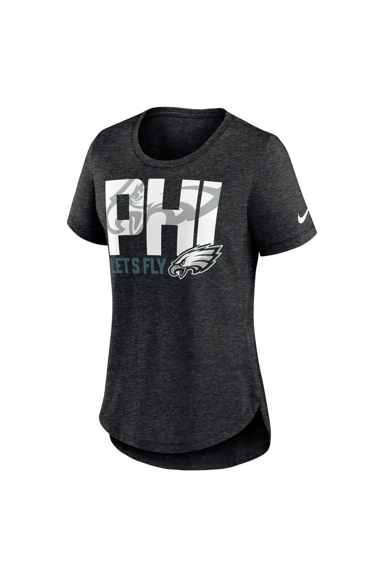 Women's Nike Heather Black Philadelphia Eagles Local Fashion Tri-Blend T-Shirt, Alternate, color, Heather Black