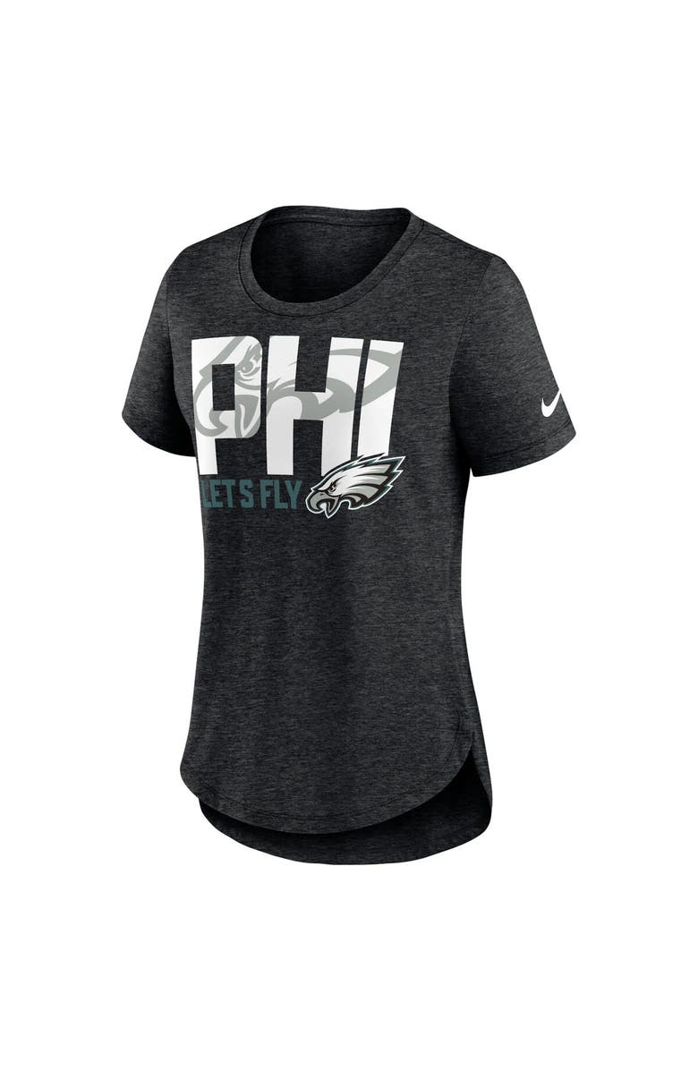 Nike Women's Nike Heather Black Philadelphia Eagles Local Fashion Tri-Blend T-Shirt, Alternate, color,
