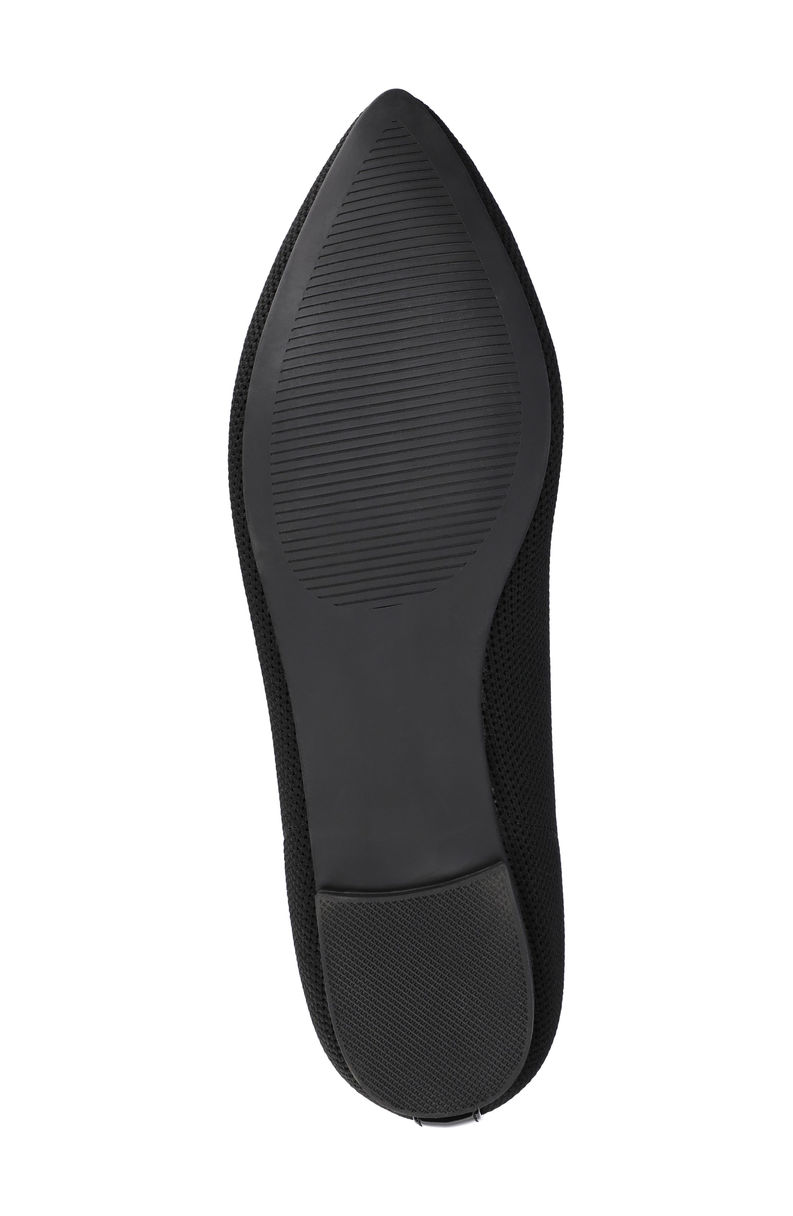 Journee Collection Minnah Knit Almond Toe Flat, Alternate, color, Black