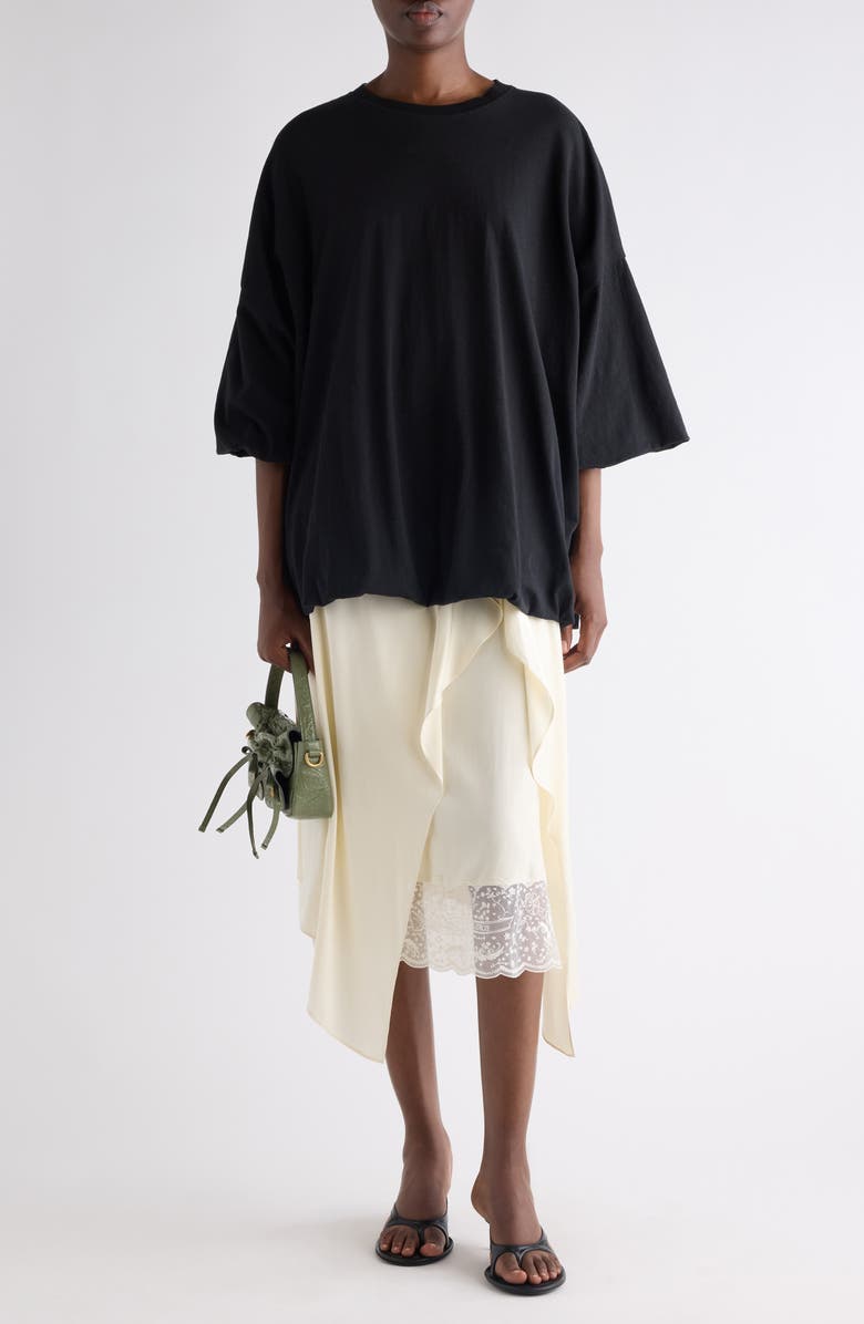 Acne Studios Gathered Oversize 1996 Logo Graphic T-Shirt, Alternate, color, Black