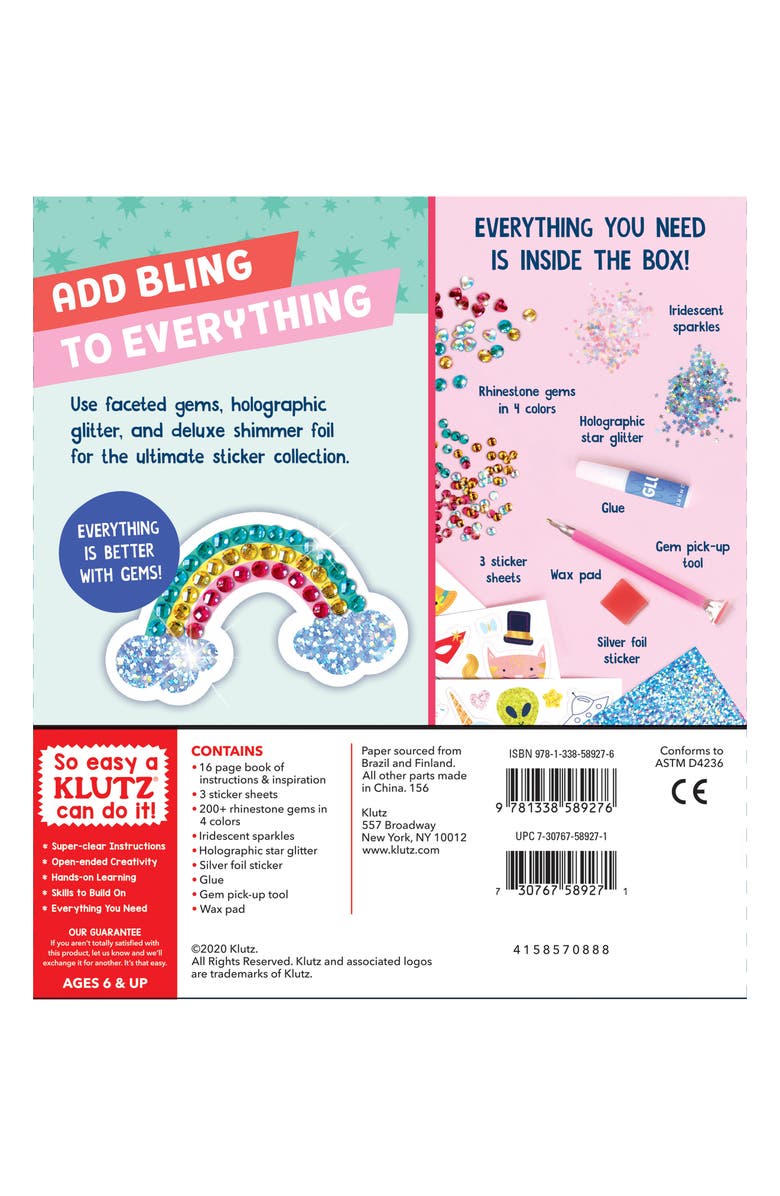 Klutz Make Your Own Gem Stickers Craft Kit, Alternate, color, 