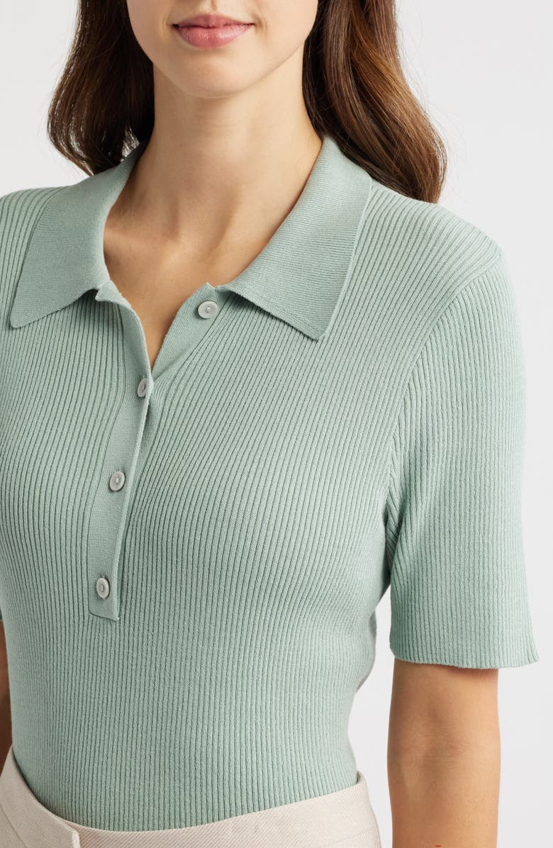 Tahari ASL Rib Polo, Alternate, color, Dusty Aqua