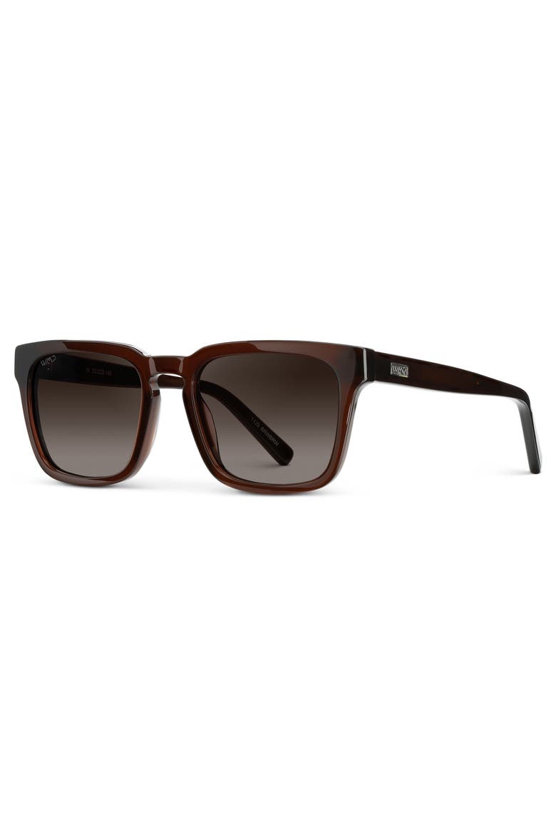 Maverick - 52mm Square Polarized Sunglasses, Alternate, color, Burnt Cedar Brown