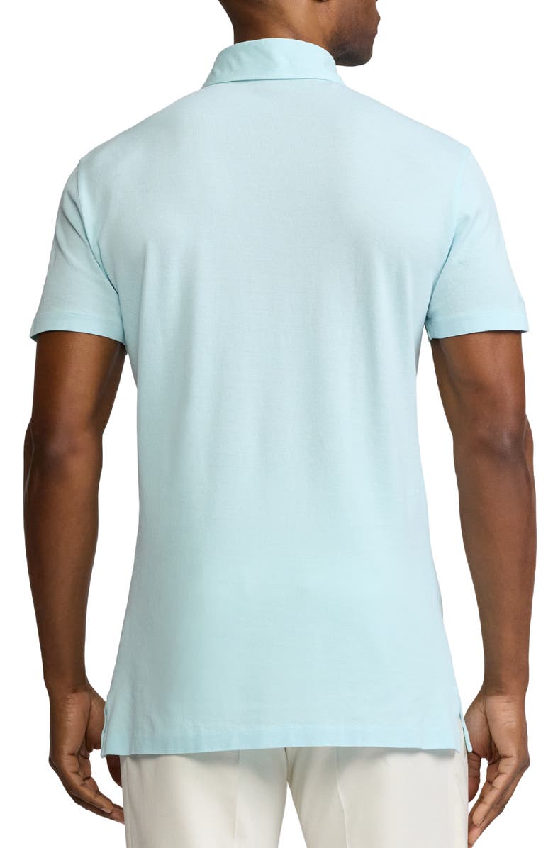 Ralph Lauren Purple Label Washed Cotton Piqué Pocket Polo, Alternate, color, Corydalis Blue