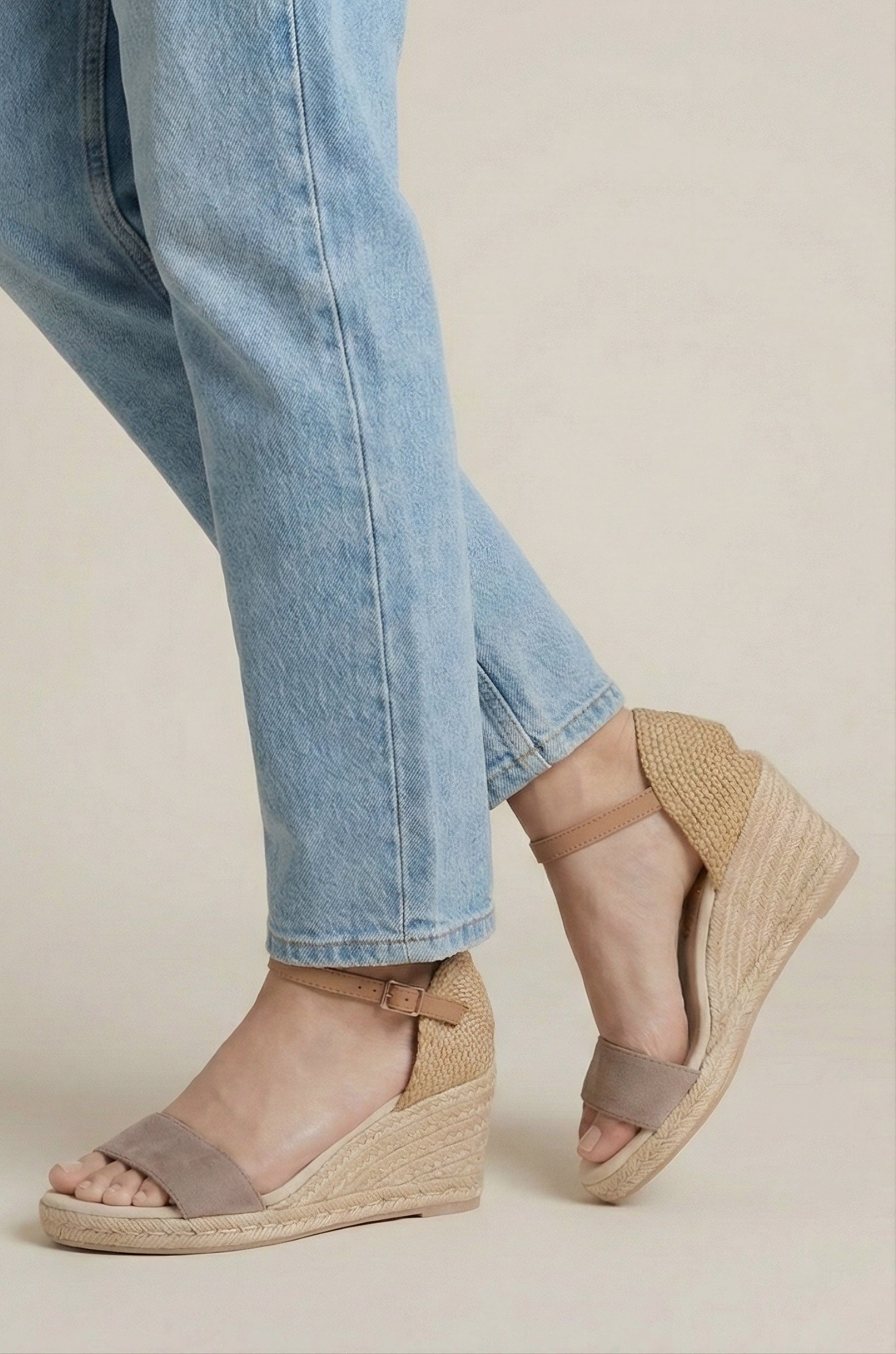 Jimena Single Band Wedges, Alternate, color, Taupe
