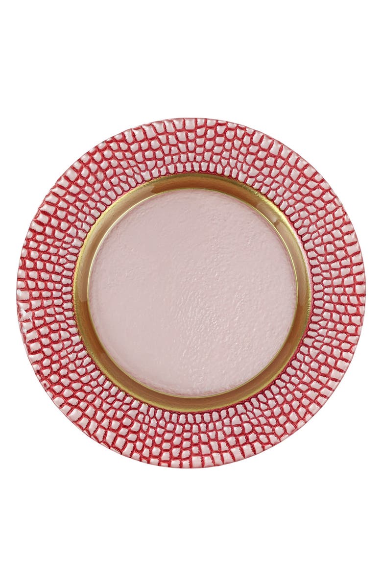 VIETRI Pelli Glass Pink Salad Plate, Main, color, Pink
