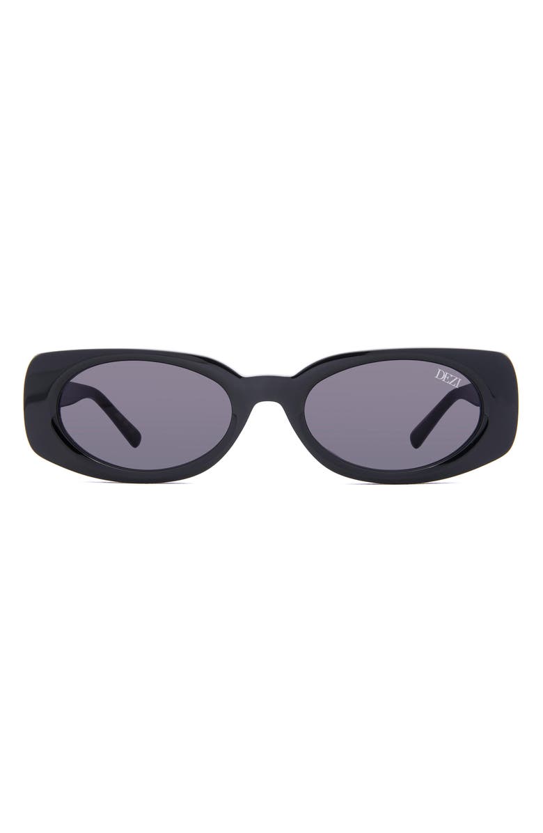 DEZI Booked 52mm Rectangular Sunglasses, Main, color, Black / Dark Smoke