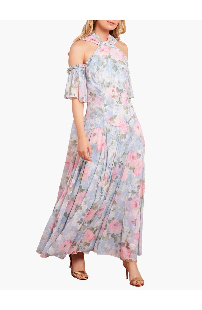 Needle & Thread Camille's Garden Halter Neck Ankle Gown, Main, color, Skylight