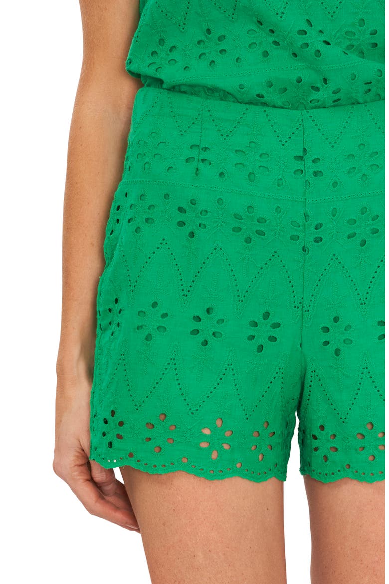 Cotton Eyelet Shorts, Alternate, color, VIVID GREEN
