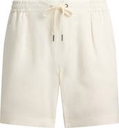 Ralph Lauren Purple Label Pleated Silk & Linen Drawstring Shorts