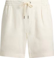 Ralph Lauren Purple Label Pleated Silk & Linen Drawstring Shorts