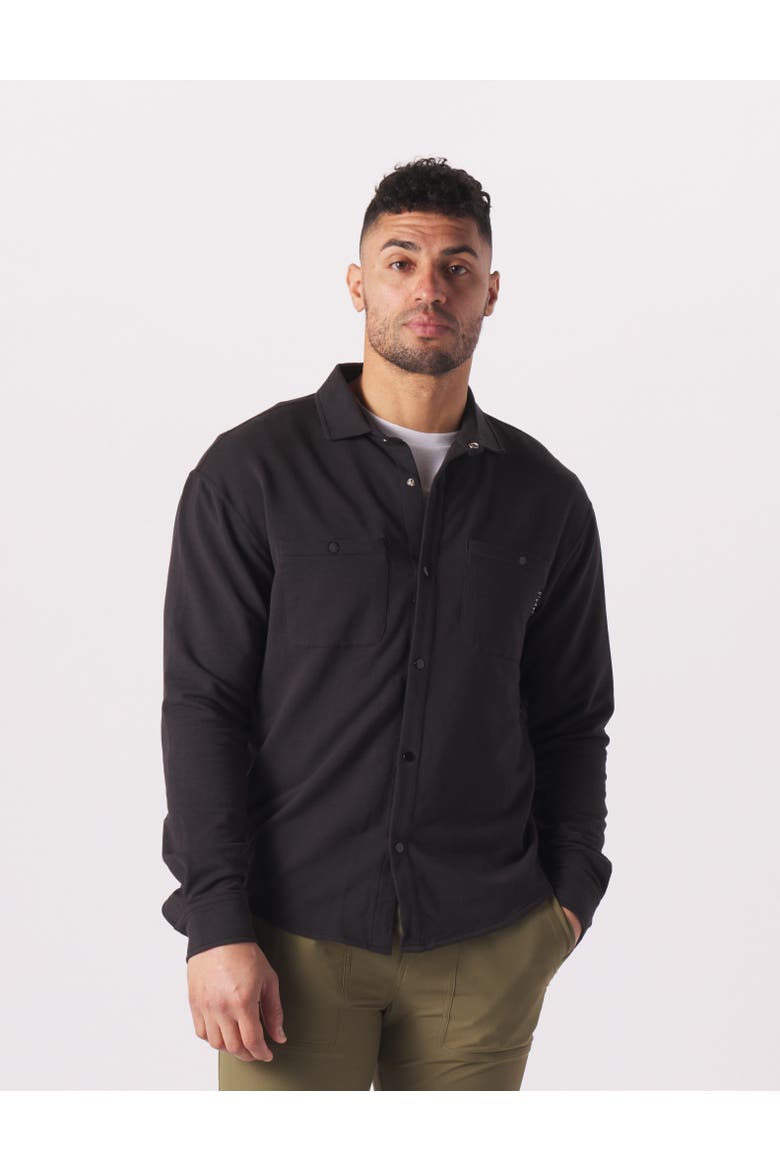 Trek Button Front Shirt, Alternate, color, Black