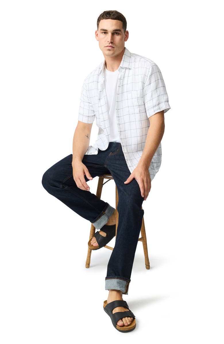 Rodd & Gunn Avonden Check Short Sleeve Linen Button-Up Shirt, Alternate, color, Ivory