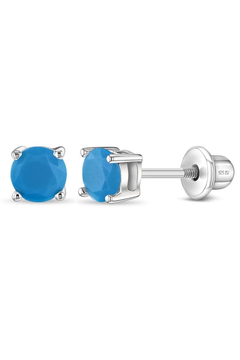 Turquoise CZ Girl Earrings, Main, color, Aqua Blue