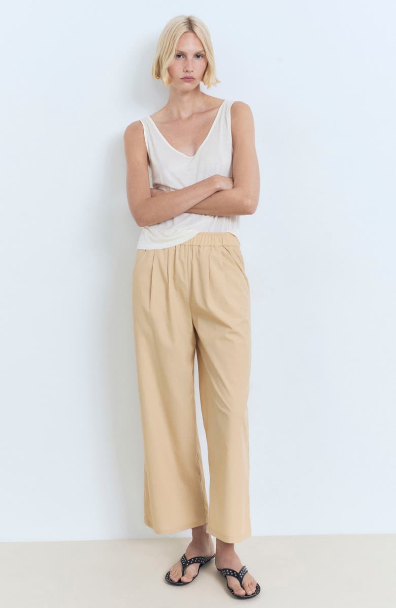 MANGO Straight Leg Crop Pants, Alternate, color, Medium Brown