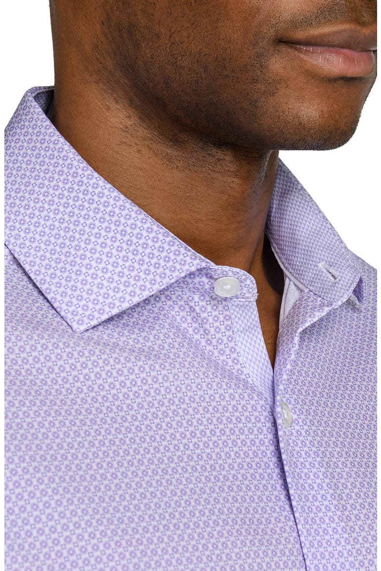 Regular Fit Micromedallion Performance Dress Shirt, Alternate, color, WHITE/ PURPLE