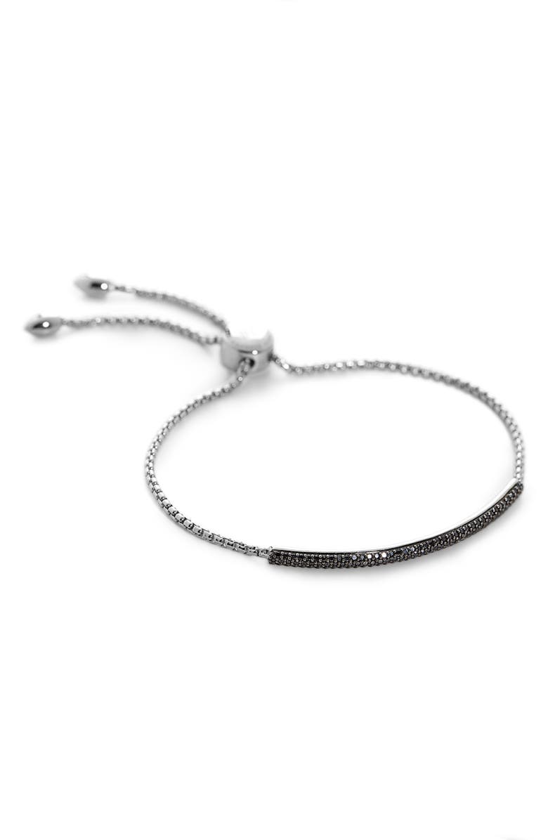 Monica Vinader Fiji Black Diamond Mini Bar Slider Bracelet, Main, color, 