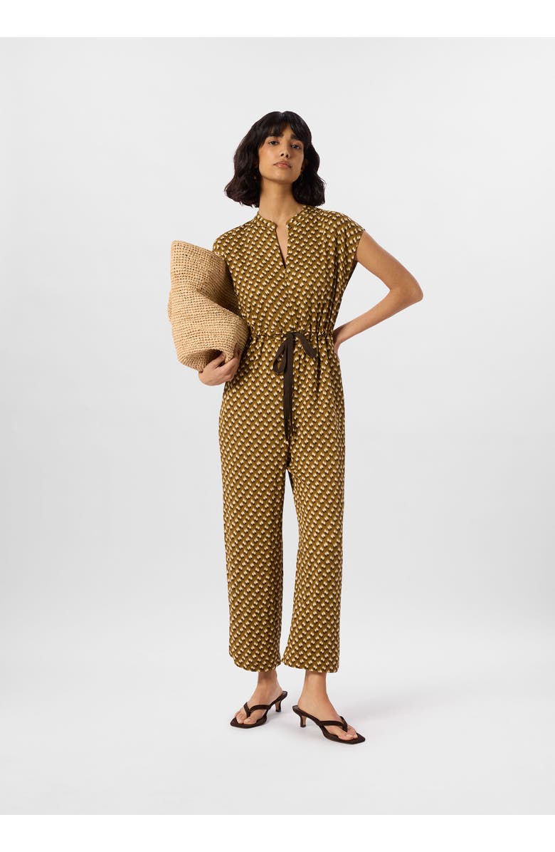Whistles Ikat Spot Sleeveless Jumpsuit, Main, color, Khaki/Multi
