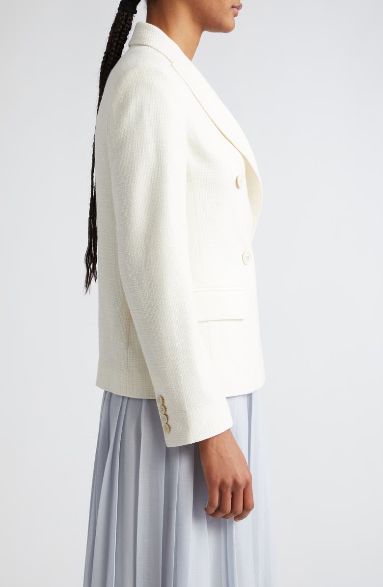 Eleventy Double Breasted Crosshatch Cotton Blend Blazer, Alternate, color, Ivory
