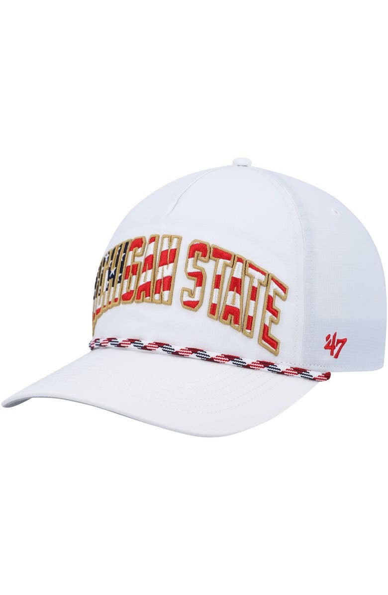 '47 Men's '47 White Michigan State Spartans Stars and Stripes Flag Flutter Hitch Snapback Hat, Main, color, White