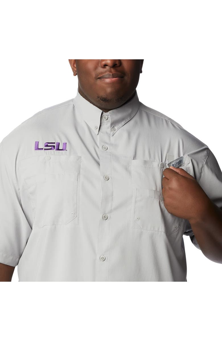 Columbia Men's Columbia Gray LSU Tigers Big & Tall Tamiami Omni-Shade Button-Down Shirt, Alternate, color, 