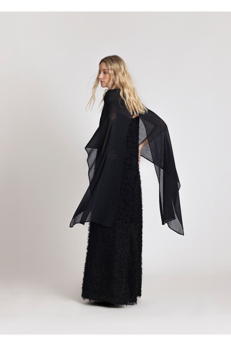 High Neck Bridal Cape, Alternate, color, Black