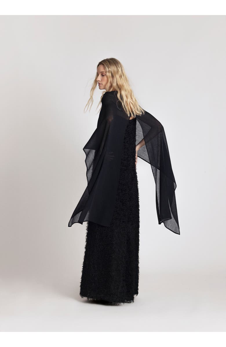 Alas High Neck Bridal Cape, Alternate, color, Black