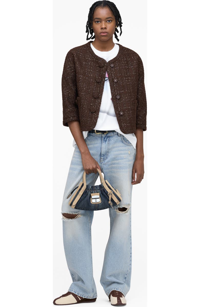 Marc Jacobs The Small Cristina Denim Suede Satchel, Alternate, color, Dark Wash Indigo