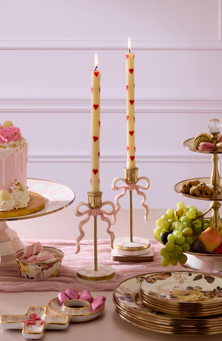 MACKENZIE CHILDS Set of 2 Red Heart Taper Dinner Candles, Alternate, color, Hearts